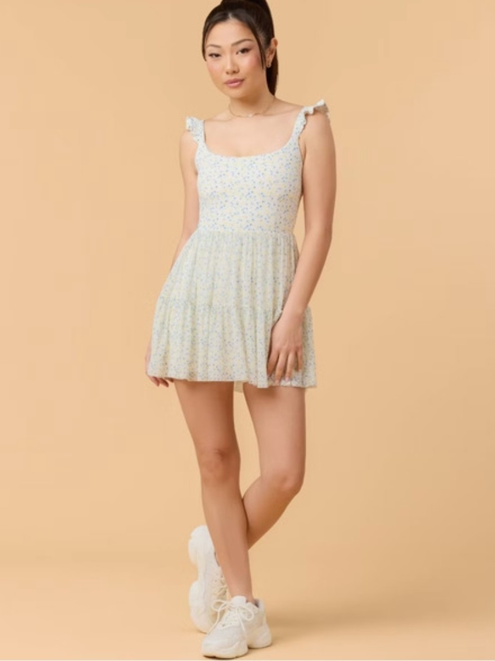 Blogilties Ballerina Ruffle Dress In White Floral